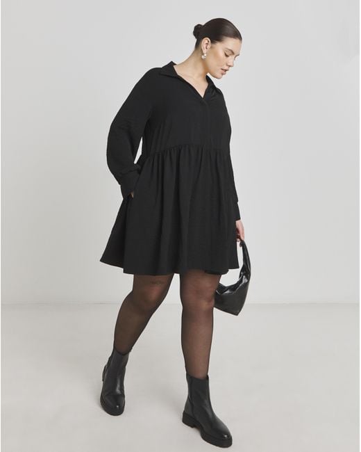 Simply Be Black Herringbone Smock Dress