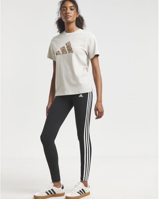 Adidas Gray Animal Print Essentials T-Shirt