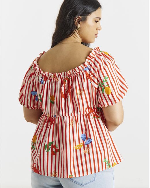 Simply Be Red Puff Sleeve Top