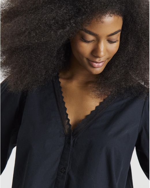 Simply Be Black Broderie Cutwork Blouse