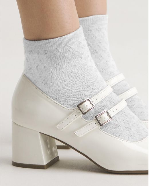 Simply Be Blue Mary Jane Block Heeled Shoes Ex Wide Fit