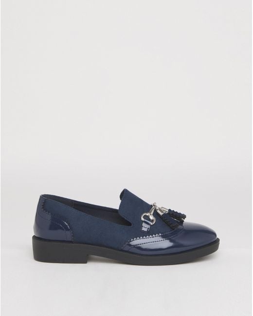 Simply Be Blue Brogue Tassle Loafer Wide
