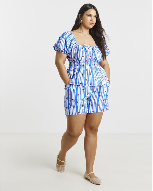 Simply Be Blue Embroidered Top