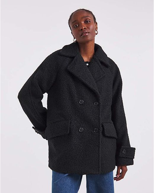 Simply Be Blue Boucle Teddy Peacoat
