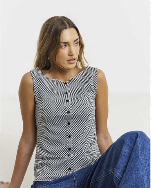 Simply Be Blue Gingham Button Through