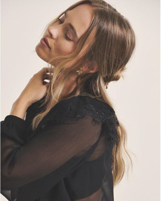 Simply Be Black Sheer Tuxedo Detail Blouse