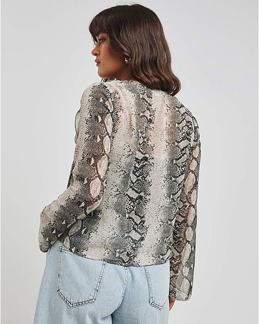 Simply Be Gray Sheer Ruffle Blouse