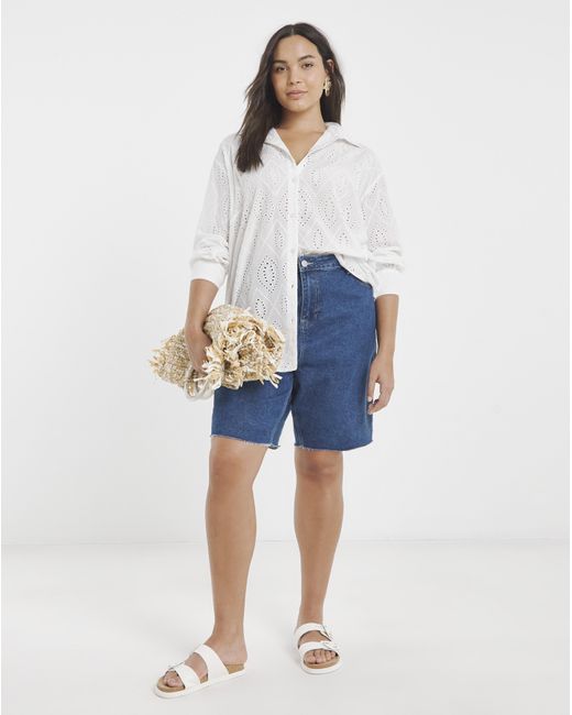 Simply Be White Broderie Shirt