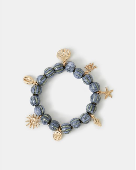 Accessorize Blue Ocean Charm Bead Bracelet