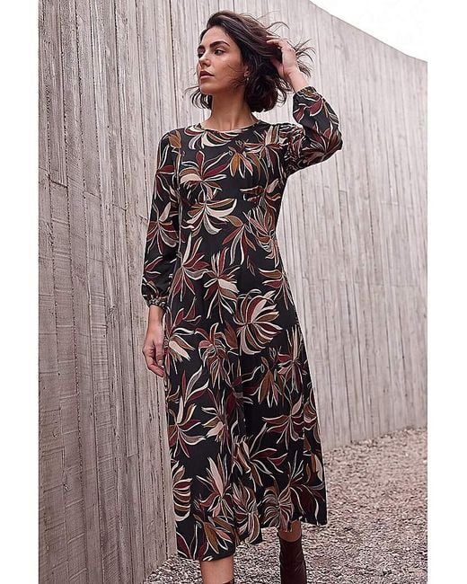 Roman Multicolor Roman Leaf Print A-Line Dress
