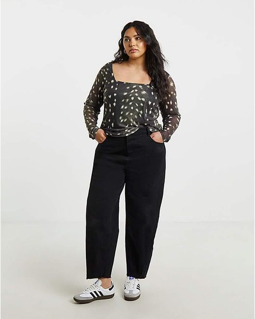 Simply Be Black Square Neck Mesh Top