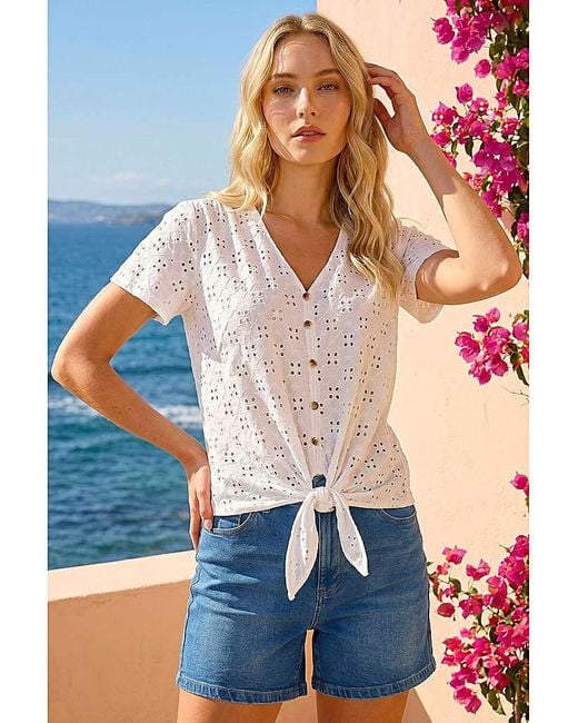 Roman Blue Roman Broderie Stretch Jersey Top