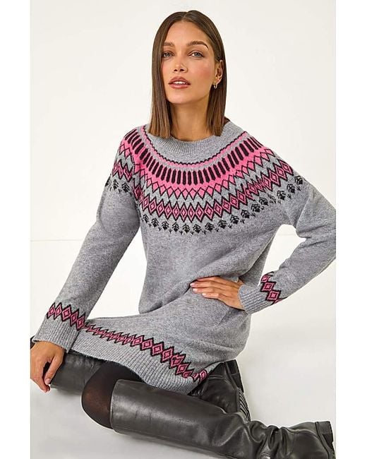 Roman Gray Roman Fairisle Knitted Jumper Dress