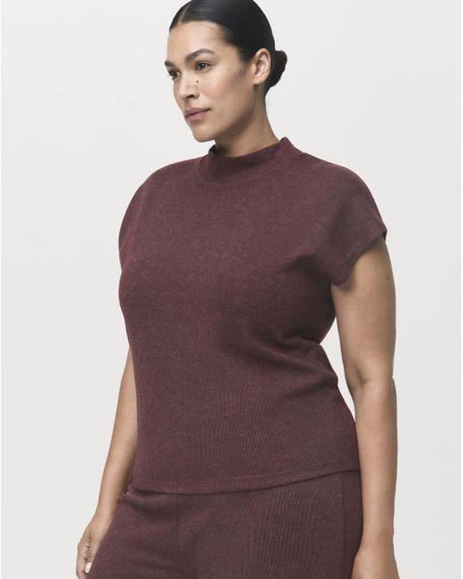 Mango Purple Mock Neck T-Shirt