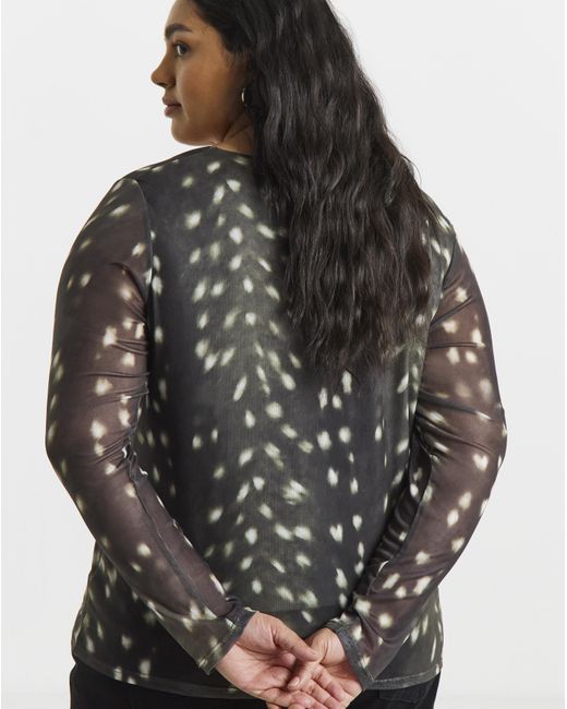Simply Be Black Square Neck Mesh Top