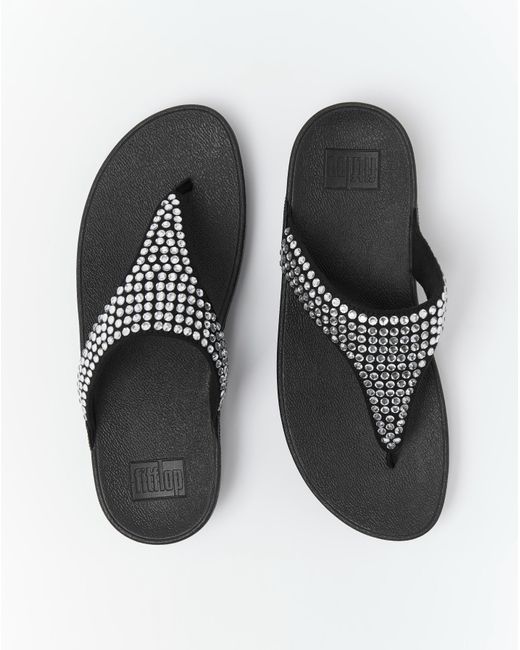 Fitflop Black Fit Flop Lulu Crystal Toe-Post Sandals