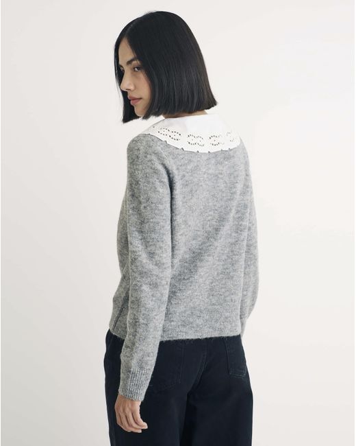 Nobody's Child Gray Broderie Collar Cardigan