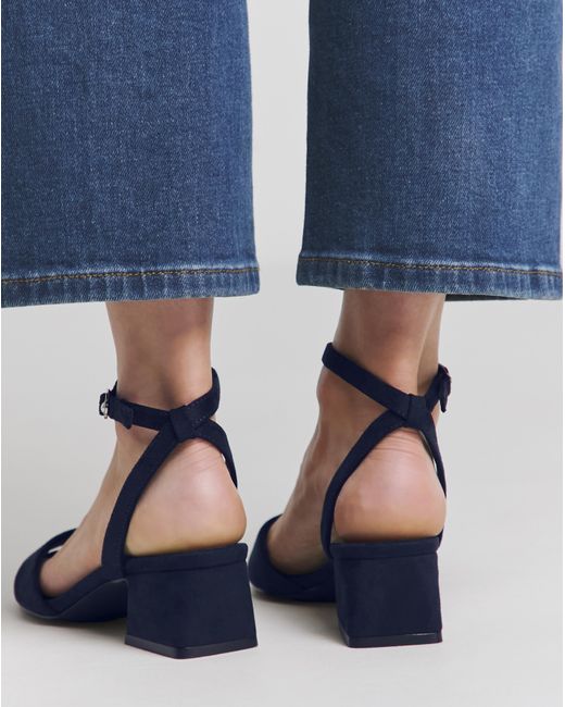 Simply Be Blue Barely There Low Block Heel Wide