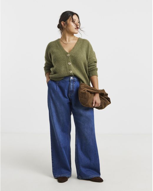 Simply Be Green Fluffy Boyfriend Cardigan