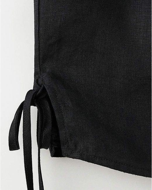 Mango Black Linen Top With Ties