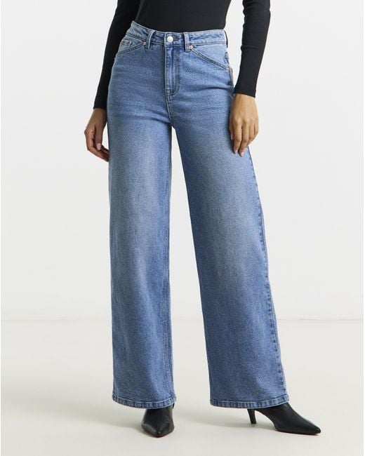 Simply Be Blue Light Wash 99/1 Slouchy Wide Leg Jeans