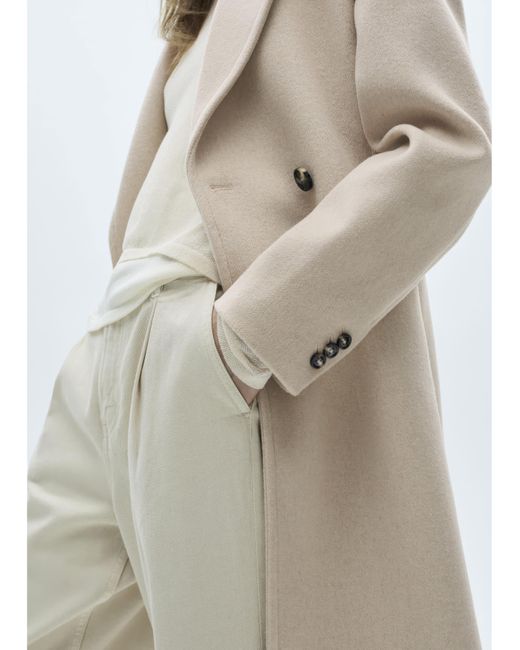 Mango White Double Breasted Wool Coat