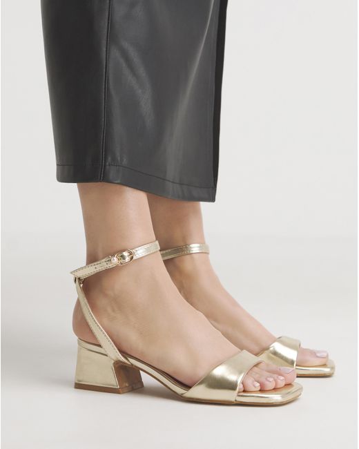 Simply Be Black Barely There Low Block Heel Ex Wide