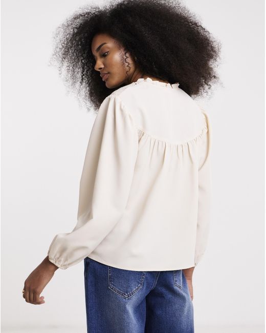 Simply Be Blue Broderie Yoke Blouse