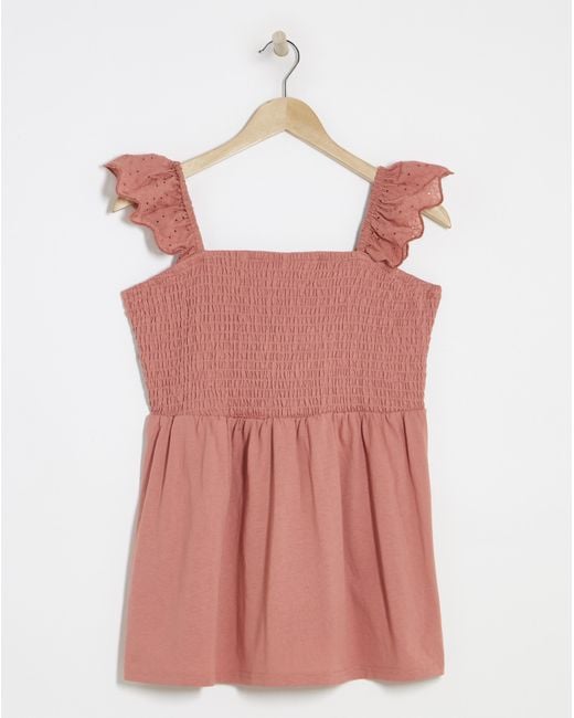 Simply Be Pink Broderie Ruched Bust Vest