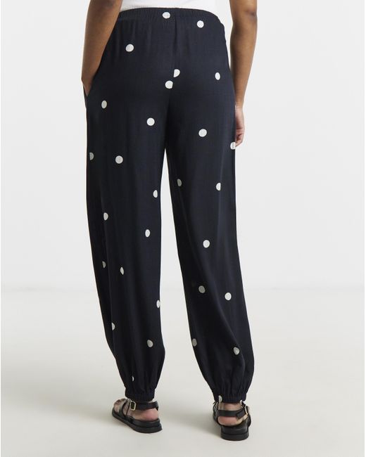 Simply Be Blue Tie Hem Linen Trouser