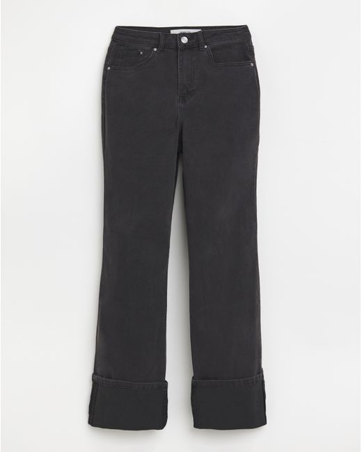 Simply Be Black Turn Up Hem Straight Leg Jeans