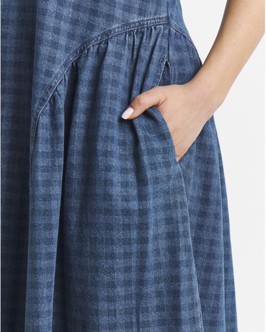 Simply Be Blue Gingham Denim Midi Dress