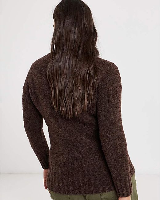 Simply Be Black V-Neck Cable Boucle Tunic