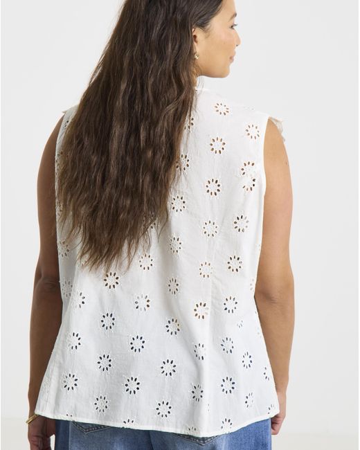 Simply Be White Collar Broderie Top