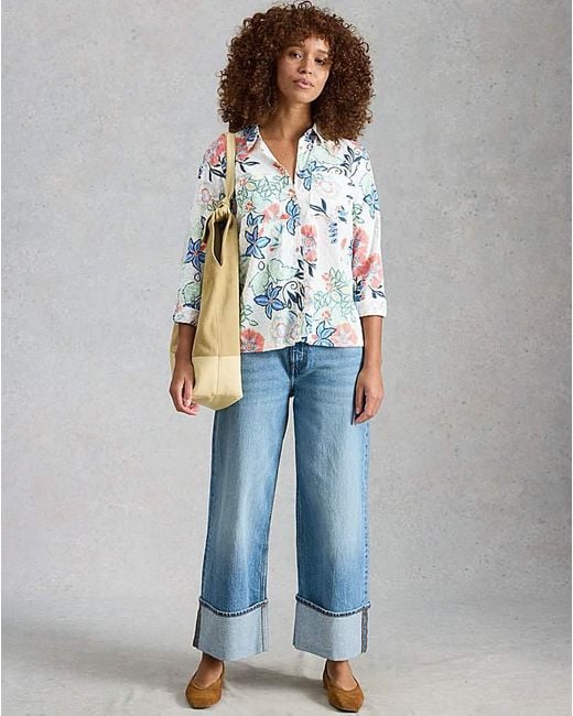 White Stuff Blue Sophie Organic Cotton Shirt