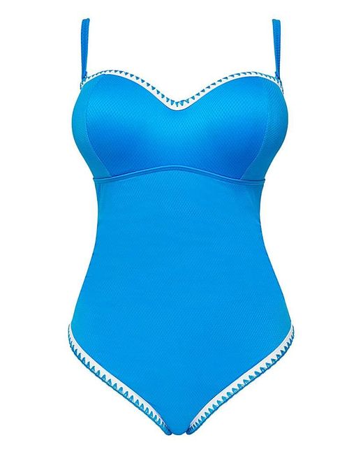 Figleaves Blue Frida Bandeau Swimsuit