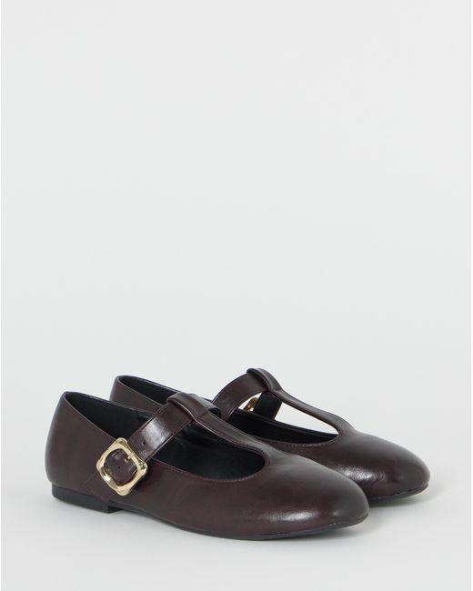Simply Be Brown T Bar Mary Janes Extra Wide Fit