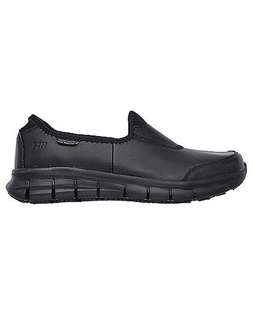 Skechers Workwear Black Skechers Sure Track Slip On Shoe