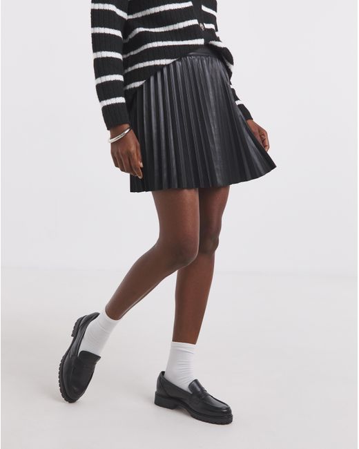 Simply Be Blue Pu Pleated Mini Skirt
