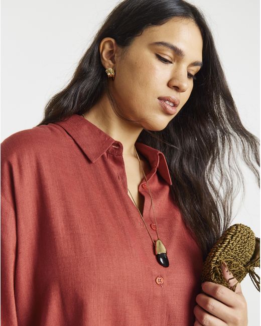 Simply Be Red Linen Boxy Shirt