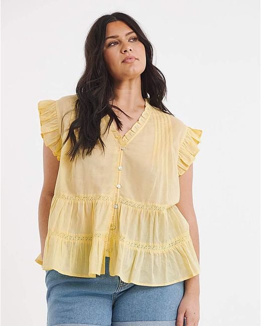 Simply Be Yellow Tiered Blouse