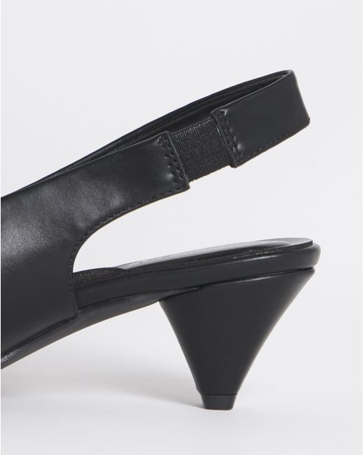 Heavenly Soles Black Slingback Pointed Toe Heels Wide