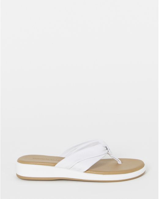 Heavenly Soles Black Toe Post Low Wedge Sandal Wide