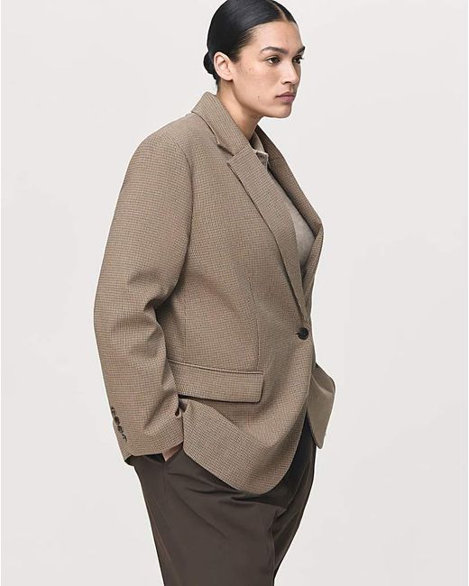 Mango Natural Check Blazer