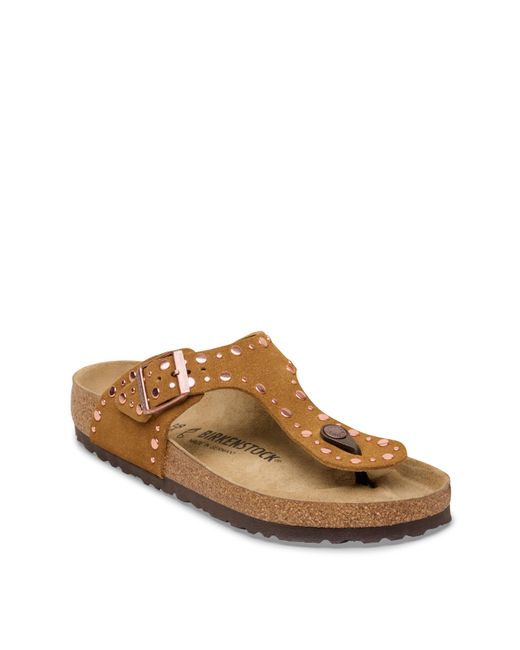 Birkenstock Brown Gizeh Suede Rivet Sandals