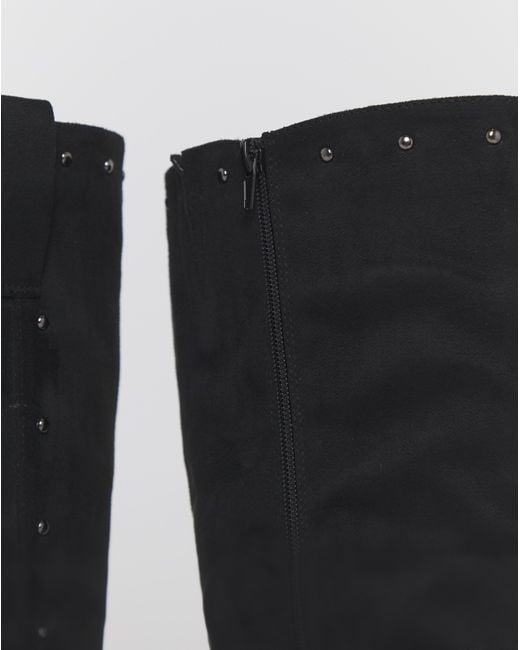 Simply Be Black Studded Biker Boots Wide Curvy