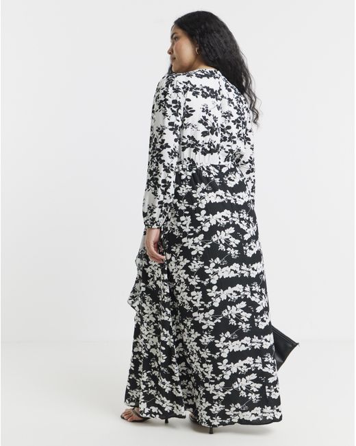 Lovedrobe White Mono Floral Frill Dress