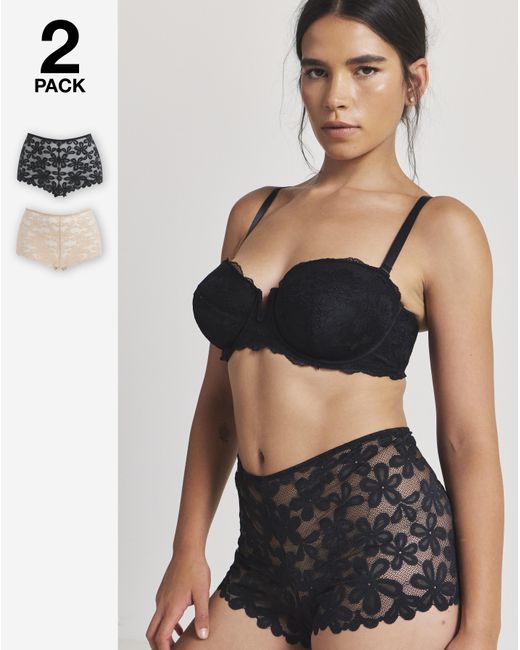 Pretty Secrets Natural 2 Pack Daisy Lace Shorts
