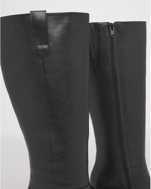 Simply Be White Block Heel Knee High Boot Wide Sc