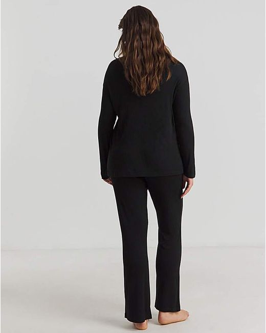 Pretty Secrets Black Slouchy Ribbed Lounge Set